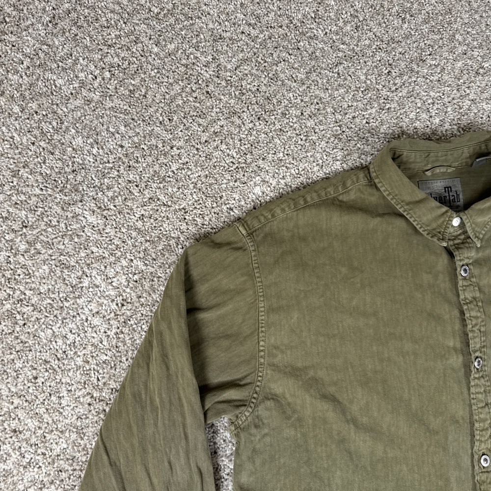 Levis SilverTab Shirt Mens Large Olive Green Relaxed Fit Cotton Button Up Denim - Picture 3 of 12
